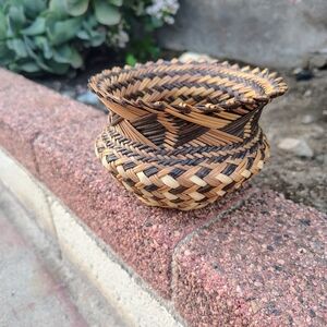 Vintage Tarahumara Pine Needle Basket 3 Colors 3" Boho